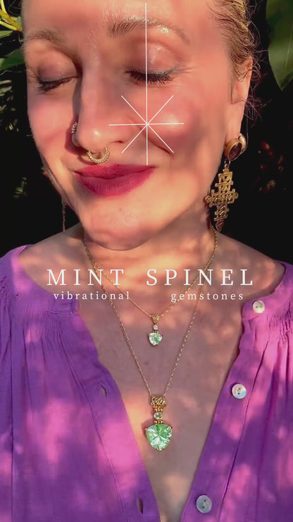 Mint Spinel + Moissanite Vibrational Gemstone Pendant