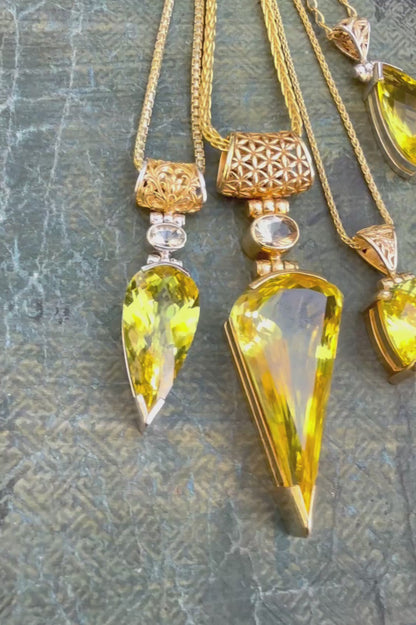 Yellow Sapphire Vibrational Gemstone Pendant