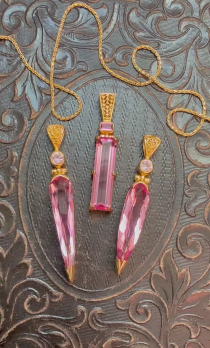 Crystalline Pink Beryl + Pink Sapphire Vibrational Gemstone Pendant