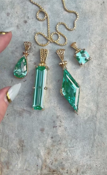 Paraiba Effect Spinel Vibrational Gemstone Pendant