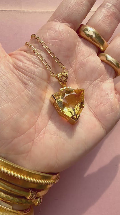 Citrine Trillion Fine Vibrational Gemstone Pendant
