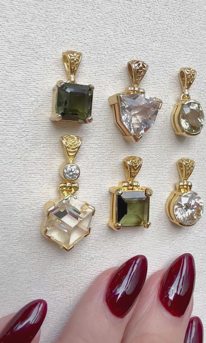Faceted Moldavite Vibrational Gemstone Pendant