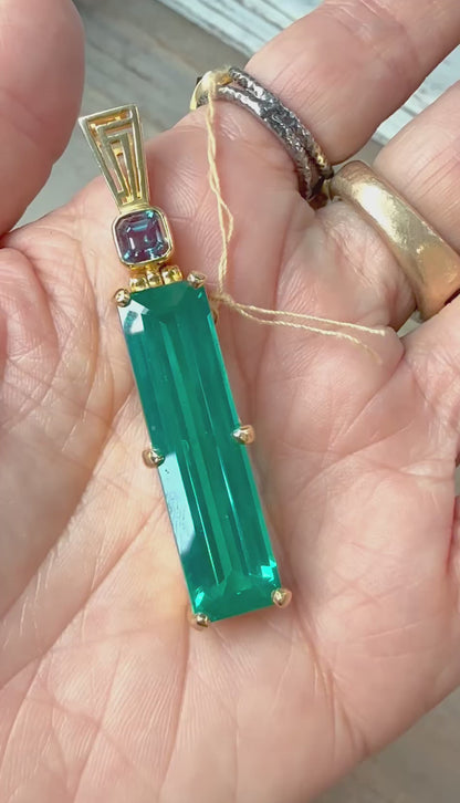 YAG Paraiba Effect + Alexandrite Chrysoberyl Vibrational Gemstone Pendant