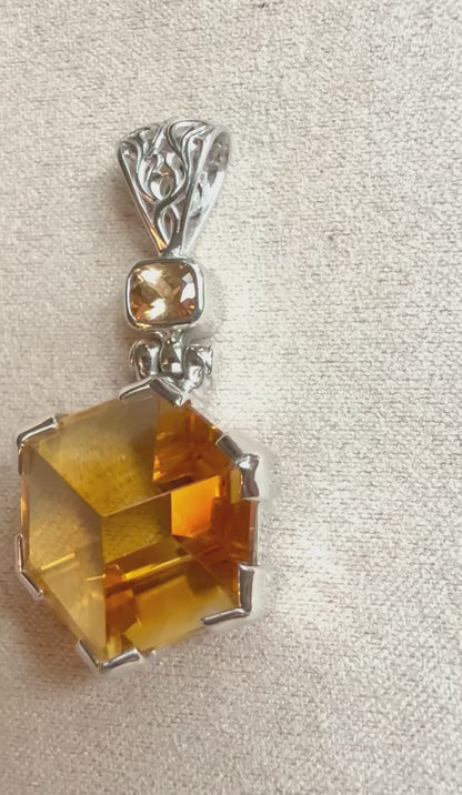 Citrine Portal Quartz + Imperial Topaz Vibrational Gemstone Pendant