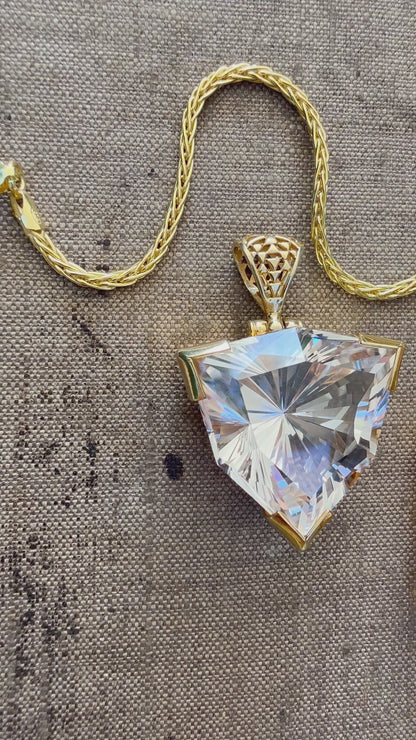 XLarge White Sapphire Fine Vibrational Gemstone Pendant