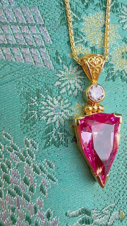 Shasta Pink Sapphire + Pink Moissanite Vibrational Gemstone Pendant