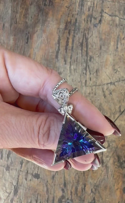 Indigo Warrior Mystic Quartz Pyramid Vibrational Gemstone Pendant